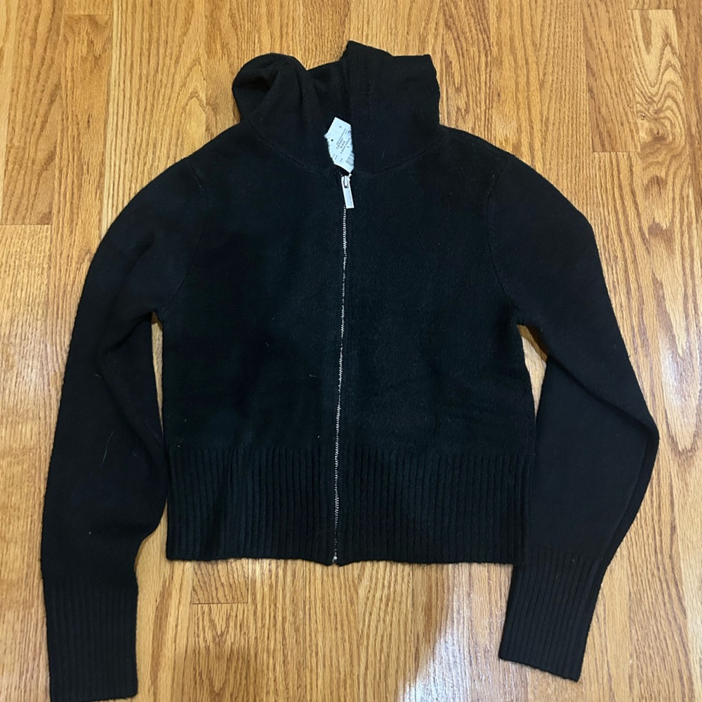 Calvin Klein Jeans Black Hooded Zip-Up Knit Cardigan